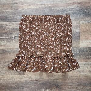 NWT MABLE FLORAL PRINT SHIRING ELASTIC SLEEVELESS RUFFLE TOP SIZE LARGE